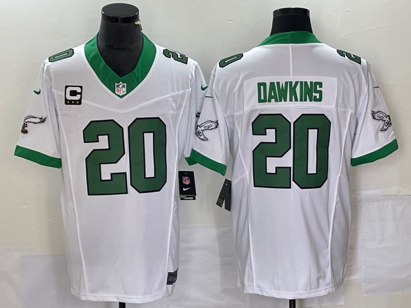 Men Philadelphia Eagles #20 Dawkins White Nike Throwback Vapor Limited NFL Jerseys->philadelphia eagles->NFL Jersey